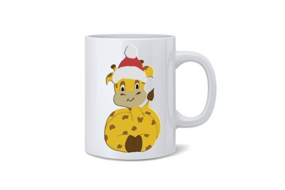 6 Cute Giraffe Christmas Stickers PNG
