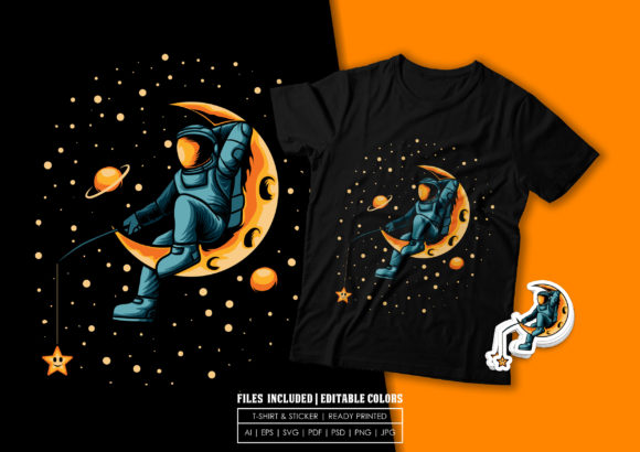Astronaut Fishing Stars: Graphics & Print Templates