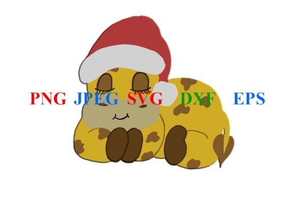 Cute Christmas Illustrated Giraffe DXF: Graphics & Crafts