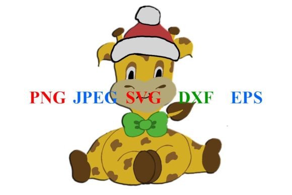 Cute Christmas Illustrated Giraffe EPS Graphics and Crafts