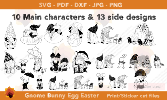 Easter Gnome Bunny Egg Drawings Bundle