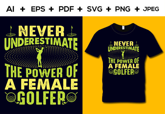 Female Golfer T-Shirt Design Graphics