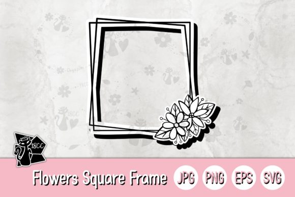 Flowers Square Frame Graphics for Crafts Projects
