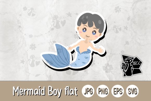 Mermaid Boy Flat JPG PNG EPS SVG Graphics & Crafts