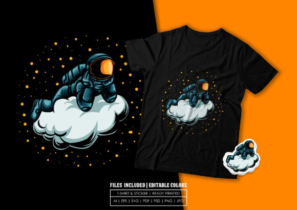 T-shirt Design - Astronaut Chill out: Graphics & Print Templates